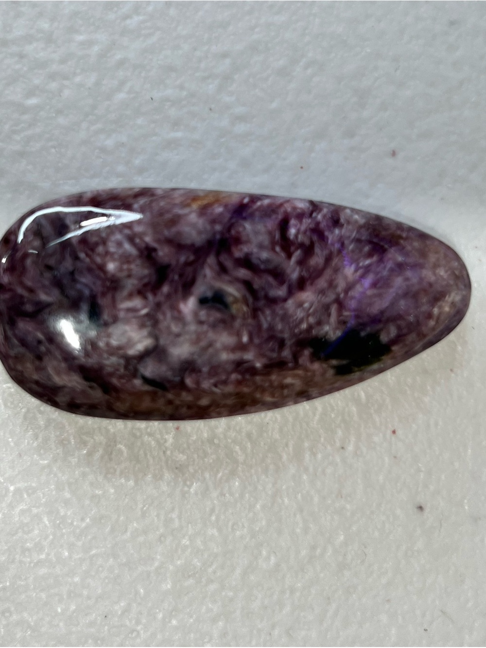 Purple Marbled Charolite Stone Cabochon Pendant - Unbranded